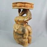 Elephant Plant Stand Hand Carved Solid Wood Garden Stool Side Table Vtg 16". Fixed Price $119.00.