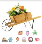 Costway Wooden Wagon Planter With 9 Magnetic Accessories For Garden. Fixed Price $49.95.