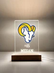 Personalized Led Light Up Wood Stand Los Angeles Rams Football Gift. Fixed Price $19.95.
