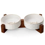 Set With Walnut Wood Stand, 1.5 Cups Ceramic Pet For Puppy Dog.... Fixed Price $47.15.