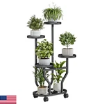 Yizaijia 4-TIER Plant Stand Indoor Outdoor Metal Flower Shelf Wheels Corner Disp. Fixed Price $58.03.