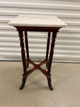 Vintage 60S Marble & Mahogany 14 Square Top Model Pedestal Plant Stand Wood. Fixed Price $199.00.