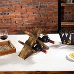 Mygift 4 Bottle Countertop Rustic Brown Wood X-design Wine Storage Display Rack. Fixed Price $35.99.
