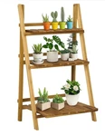 3-TIER Folding Plant Stand, 24" X 15" Wooden Indoor Shelf Display. Fixed Price $72.99.