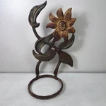 Vtg Cast Iron Sunflower Plant Holder Stand Rustic Farmhouse Garden Art Boho 13". Fixed Price $79.19.