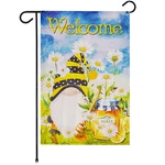 New G128 Garden Flag Welcome Bee Gnome With Honey 12X18IN Blockout Fabric. Fixed Price $14.99.