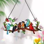 Stained Glass Birds Suncatcher Cardinal Hummingbird Double Sided Window Hanging. Fixed Price $22.99.