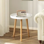 Round Side Table, End With Wooden Tray, Sturdy Tripod Stand & Premium M.... Fixed Price $53.77.