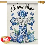 Dyrenson Easter Cross Chinoiserie 28X40 House Flag Double Sided. Fixed Price $27.99.