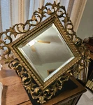Ornate Gold Cast Iron Easel Bevel Mirror, Table Top Pat. Date Dec 1895. Fixed Price $49.99.