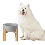 Elevated Ceramic Large Dog Bowl - Raised Dish With Bamboo Stand Heavy W.... Fixed Price $45.27.