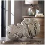 Uttermost Ermanno Pale Gray Glaze Teak Balls Set Of 2. Fixed Price $499.20.