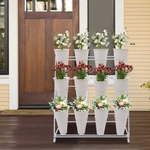 Gardens Plant Stand 3 Tiered Iron Flower Display Rack W/ 12 Buckets. Fixed Price $116.62.