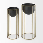 Mercana Danica Set Of 2 Matte Black Metal Plant Stands. Fixed Price $134.71.