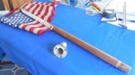 Vintage Wood Boat Mahogany Flag Pole W/base. Fixed Price $100.00.