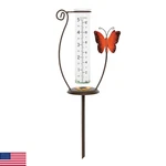 Crosse 704-13077-INT 5 Inch Capacity Glass Orange Butterfly Rain Gauge. Fixed Price $54.07.