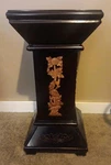 Antique Relief Wood Pedestal Plant Stand Square Coloum Indoor Carved Brown. Fixed Price $127.49.