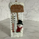 Vtg Christmas Holiday Snowman Thermometer Ceramic Wall Hanging - Spoontiques. Fixed Price $10.00.