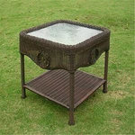 International Caravan Madison Wicker Resin Aluminum Patio Side Table With Glass. Fixed Price $172.50.
