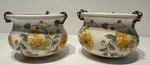 Vtg Nagoya National Silver Company Hand-painted Hanging Flower Pots-japan R8646. Fixed Price $54.99.