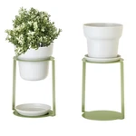 Urban Garden Planter With Stand, 2 Set-gray Flower Pots, Green Metal St.... Fixed Price $54.45.