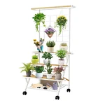 Yobazan Three-tiered White Plant Stand With Wheels For Indoor Outdoor Decoration. Fixed Price $78.99.