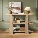 Tier Wood Console Table, Narrow 46.1 X 32.2 16.1 Inches, Light Oak. Fixed Price $203.78.