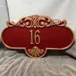 Whitehall Rochelle Address Plaque #16 Red Gold Cast Aluminum Wall House Sign. Fixed Price $28.49.
