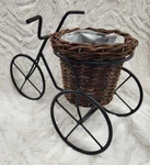 Tricycle Catchall Wicker Iron Planter. Fixed Price $15.00.