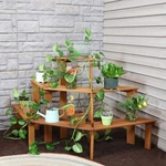 Meranti Wood/teak Oil Finish 3-TIER Curved Plant Stand 5.75 Ft By Sunnydaze. Fixed Price $169.00.
