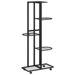 Vidaxl Flower Stand Black Powder-coated Iron Tall Rollable 17.7" 9.1" 39.4". Fixed Price $60.04.