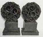 Uttermost Set Of Abstract Ball Flower Sculptures/ Bookends Bronze Finish 12"X6". Fixed Price $99.99.