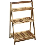 Classic Home Garden Acacia Wood, 3 Shelf Plant Stand, 27" X 45". Fixed Price $134.75.