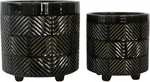 Set Of 2 Ceramic Decorative Footed Planter Pot Outdoor & Indoor With. Fixed Price $39.99.