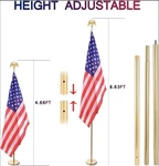 8FT Indoor Flagpole Kit, Deluxe Gold Eagle Topper W Base Stand Heavy Duty. Fixed Price $47.89.