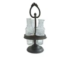 Antique Miniature Child's Glass Pewter Cruet Castor Toy Set American Shield. Fixed Price $40.80.