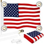 G128 Combo Pack: 6 Ft Tangle Free Aluminum Spinning Flagpole (white) & American. Fixed Price $71.17.