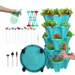 6 Tier Dunchaty Stackable Teal Self Watering Indoor Outdoor Tower Garden Planter. Fixed Price $74.99.