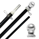 6FT Spinning Flag Pole - Black & Silver Topper Outdoor Wall Hangi.... Fixed Price $38.24.