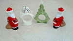 Set Of 4 Christmas Ceramic Napkin Rings 2 Santas 1 Tree, Angel Stand Alone. Fixed Price $19.95.