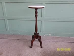 Vintage Solid Mahogany Plant Fern Stand W/ White Italian Marble Top 38" X 14". Fixed Price $359.00.