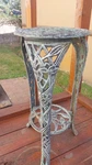 Plant Stand Tier Cast Iron. Floral. Green Finish 25" Removable Trivet Plate. Fixed Price $175.00.