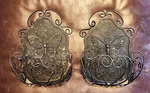Hanging Wall Planters Iron Butterfly Ornate Pair 10"W X 14"H 5"D. Fixed Price $30.00.