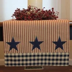 Primitive Colonial Farmhouse Liberty Stars And Stripes Table Runner 14X45"COTTON. Fixed Price $20.00.
