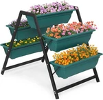 Green Raised Garden Planter Bed, 3 Tiered Stand W/5 Boxes Vertical Patio. Fixed Price $79.89.