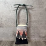 Handmade Art Studio Pottery Wall Pocket Planter Evergreens Sunset Rattan Hang. Fixed Price $44.00.