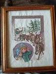 Cross Stitch By Leisure Art Christmas Scene Wood Frame To Stand. Fixed Price $12.99.