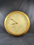 Acurite 14.5" Gold Metal In Outdoor Wall Clock Thermometer Hygrometer Unique. Fixed Price $30.00.