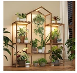 Bamworld Indoor Plant Stand With Grow Lights Wood Shelf For Pots & Flower Decor. Fixed Price $59.99.