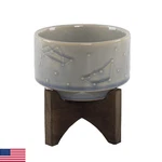 Flora Bunda 4 Inch Constellation Ceramic Pot Wood Stand Mid Century,glass Blu. Fixed Price $48.83.